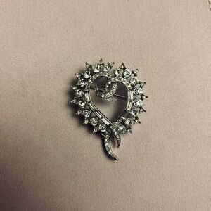 Elegant Silver Heart Brooch